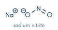Sodium nitrite, chemical structure. Used as drug, food additive E250, etc. Skeletal formula. Royalty Free Stock Photo
