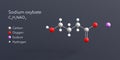 sodium oxybate molecule 3d rendering, flat molecular structure with chemical formula and atoms color coding