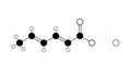 sodium sorbate molecule, structural chemical formula, ball-and-stick model, isolated image food preservative e201
