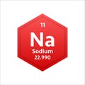 Sodium symbol. Chemical element of the periodic table. Vector stock illustration.