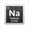 Sodium symbol. Chemical element of the periodic table. Vector stock illustration.