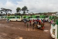 SODO, ETHIOPIA - JANUARY 29, 2020: View of the bus station in Sodo, Ethiop Royalty Free Stock Photo