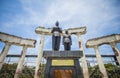 Soekarno Hatta statue in entry gate to National Monument in Surabaya, Indonesia. Royalty Free Stock Photo