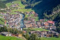 Soelden resort village in Otztal alps at spring, Tyrol, Austria border with Italy Royalty Free Stock Photo