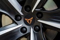 Soest, Germany - April 03, 2022: Cupra logo on the alloy wheel