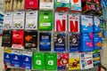 Soest, Germany - August 3, 2019: Different Gift Cards for sale in the shop