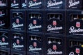 Soest, Germany - August 20, 2021: Paderborner Beer in the Beer crates Royalty Free Stock Photo
