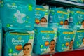 Soest, Germany - August 3, 2019: Pampers diaper pack for sale in the store