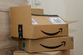 Soest, Germany - December 12, 2018: Amazon Prime cardboard box