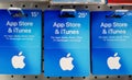 Soest, Germany - December 29, 2018: App Store & iTunes Gift Cards for sale in the shop