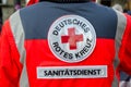 Soest, Germany - December 31, 2017: German Red Cross Medical Corps Patch German: Deutsches Rotes Kreuz, SanitÃÂ¤tsdienst