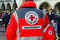 Soest, Germany - December 31, 2017: German Red Cross Medical Corps on patrol German: Deutsches Rotes Kreuz, SanitÃÂ¤tsdienst