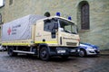 Soest, Germany - December 31, 2018: German Red Cross Truck German: Deutsches Rotes Kreuz Royalty Free Stock Photo