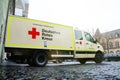 Soest, Germany - December 31, 2018: German Red Cross Truck German: Deutsches Rotes Kreuz Royalty Free Stock Photo