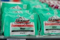 Soest, Germany - January 3, 2018: Fishermen`s Friend lozenge for sale in the supermarket. Fisherman`s Friend is a brand of stron