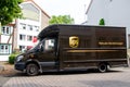 Soest, Germany - July 29, 2019: United Parcel Service UPS car on the street Royalty Free Stock Photo