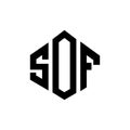 SOF letter logo design with polygon shape. SOF polygon and cube shape logo design. SOF hexagon vector logo template white and Royalty Free Stock Photo