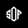 SOF letter logo design with polygon shape. SOF polygon and cube shape logo design. SOF hexagon vector logo template white and Royalty Free Stock Photo