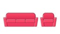 Sofa, armchair, couch icon. Vector outline illustration. Royalty Free Stock Photo