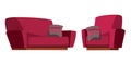 Sofa and armchair flat vector illustration Royalty Free Stock Photo