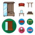 Sofa, armchair, table, mirror .Furniture and home interiorset collection icons in cartoon,flat style vector symbol stock