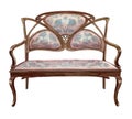 antique sofa in art nouveau style, home decoration, watercolor illustration