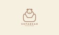 sofa bear line logo symbol icon vector graphic design illustration Royalty Free Stock Photo