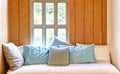 Sofa bed in wooden cottage style room