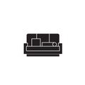 Sofa black vector concept icon. Sofa flat illustration, sign Royalty Free Stock Photo