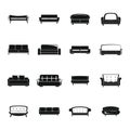 Sofa chair room couch icons set, simple style