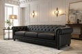 Sofa in classic black interior 3D render Royalty Free Stock Photo