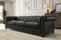 Sofa in classic black interior 3D render Royalty Free Stock Photo