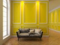 Sofa in classic yellow interior.