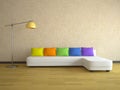 Sofa with color pillows Royalty Free Stock Photo