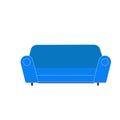 Sofa and couch blue colorful illustration vector. Comfortable lounge for interior design isolated on white background. Royalty Free Stock Photo