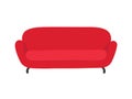 Sofa and couch red colorful cartoon illustration vector. Comfortable lounge for interior design isolated on white