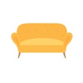 Sofa and couch yellow colorful cartoon illustration vector. Comfortable lounge for interior design isolated on white