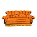 Sofa and couch yellow colorful cartoon illustration vector. Friends Royalty Free Stock Photo