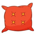 Sofa cushion with buttons. A home decor item. Design element with outline. Doodle, hand-drawn. Flat design. Color vector