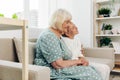 Sofa family granddaughter child grandmother happy love hugging home girl couch Royalty Free Stock Photo