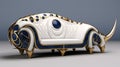 Luxurious Fantasy Leather Couch In Chrome And Gold With Futuristic Classical Style