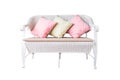 Sofa furniture weave bamboo chair and pillow on white