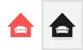 Sofa House logo design. Home logo with Sofa concept vector. Sofa and Home logo design