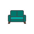 Sofa household furniture filled outline icon