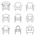 Sofa Icons Set Black Line