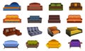 Sofa icons set, cartoon style