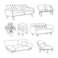 Sofa icons simple linear. Interior furniture icons