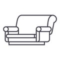 Sofa isometric vector line icon, sign, illustration on background, editable strokes Royalty Free Stock Photo