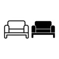 Sofa line and glyph icon. Couch vector illustration isolated on white. Living room furniture outline style design Royalty Free Stock Photo