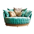 sofa mint color in scandinavian boho modern minimalist style, interior design element, stylish, trendy cozy interior accessory,